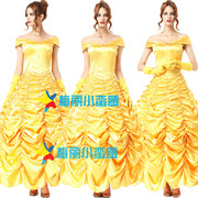 万圣节公主裙黄色仙女装复古宫廷服cosplay童话故事贝尔公主服装
