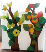 墙贴花卉外贸植物贴画，立体幼儿布置环境黄花，粘纸韩国价格