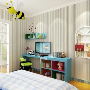彩色条纹壁纸简约现代温馨儿童房墙纸，客厅卧室背景墙服装店美容店
