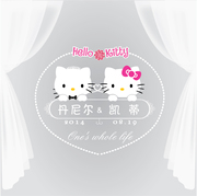凯蒂猫hello kitty婚礼LOGO设计婚庆舞台背景迎宾牌标志 AI