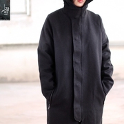 冬季英伦暗黑工装外套，中长款连帽风衣加厚毛，呢大衣棉服中性女装潮