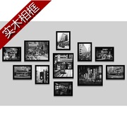 黑白老香港街景装饰画茶餐厅，港式甜品店宾馆，酒店咖啡厅餐馆照片墙