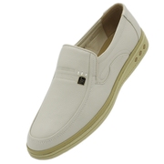 夏季男士白皮鞋(白皮鞋，)米色米白色日常休闲鞋真皮，牛皮透气中年男鞋爸爸鞋