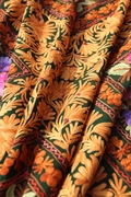 尼泊尔手工 纯羊毛 刺绣绣花披肩围巾撞色花朵花卉流苏 可做桌巾