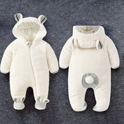 女婴儿连体衣服秋冬季0岁3男1宝宝冬装，6新生儿外套装加绒加厚棉衣