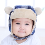 女婴儿帽子秋冬0-3-6-12个月新生儿帽胎帽加绒护耳男宝宝帽子冬季