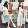 2016夏款女装休闲两件套个性韩版雪纺衫+半身裙裤时尚套装女