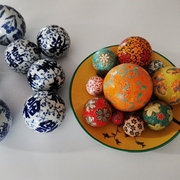 景德镇陶瓷鱼缸漂浮物装饰摆件圆球水中漂浮玩物手绘多款青花粉彩