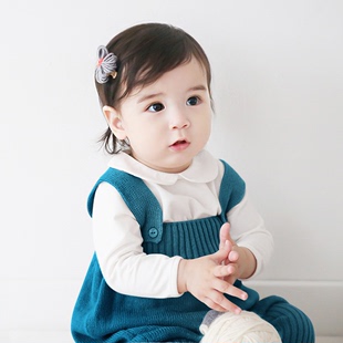 婴儿纯棉打底衫春秋0-3岁女宝宝长袖3-8岁中小儿童娃娃领加厚上衣