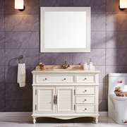 美式浴室柜组合橡木，落地式大理石洗脸盆柜洗手池实木，卫生间洗漱台
