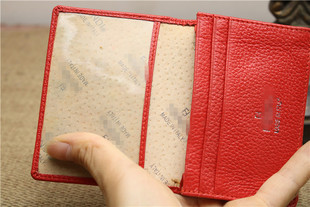 女款真皮钱夹零钱包，红色多功能创意，迷你卡包一体包