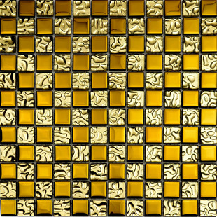 玻璃电镀马赛克酒店酒吧娱乐场所金属拼图金色背景墙贴瓷砖