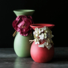 原木新中式花瓶精致摆件客厅桌面插花小清新彩色样板房居家装饰品