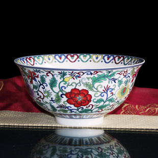 景德镇陶瓷碗5.5英寸斗彩仿古中式骨瓷单碗防烫高脚饭碗面碗粥碗