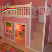 七彩精灵儿童床实木床，创意定制儿童家具单层床，高架床男孩床女孩床