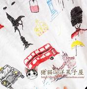 欧美高端潮贵牌文艺青年涂鸦日系森女童趣透气亚麻修身T恤