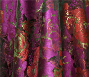 高贵优雅紫色暗红织金亮丝双面立体提花时装面料外套裙子旗袍风衣