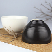 4.5寸深碗陶瓷白色面碗汤碗大饭碗日式瓷，餐具家用纯黑色螺纹碗