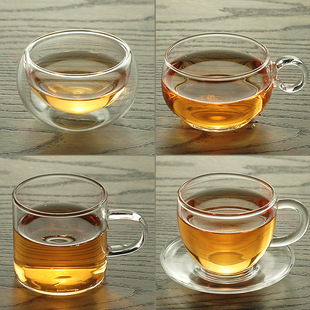 品茶杯 手工耐热玻璃把杯 品茗杯闻香杯双层杯小杯子 功夫小茶杯