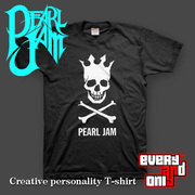 Pearl Jam替代摇滚乐队骷髅印花纯棉男女大码夏音乐短袖T恤 5款