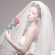 新娘结婚婚礼白色头纱短款婚纱韩版式甜美双层素纱软头纱