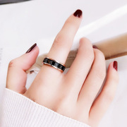 日韩版食指环网红戒指女潮人大气个性复古风钛钢镀玫瑰金戒子配饰