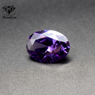 紫红椭圆蛋形diy锆石裸石宝石，耳钉石戒指(石戒指，)戒面镶嵌石紫水晶色吊坠