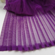 服装DIY布料 深紫色网眼百褶风琴皱褶透明网纱 蓬蓬裙子婚纱面料