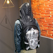 LEANCCE柳钉双肩背包男女式3D骷髅头个性手提电脑帽子包