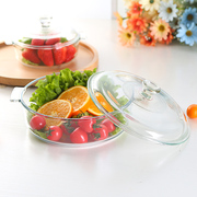 家用钢化玻璃碗透明碗带盖子耐热圆形玻璃碗泡面碗汤碗微波炉餐具