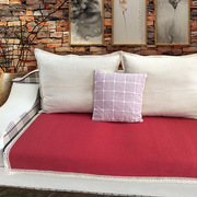 布艺加厚花边沙发垫坐垫防滑四季红色棉麻 欧式套巾罩 可