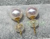 18k黄金珍珠耳钉镜面光，日本akoya天然海水珍珠耳环