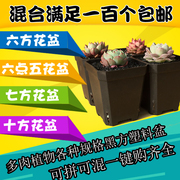 小黑方七方十方六方多肉塑料花盆加厚绿植育苗盆7方10方6方6.5方