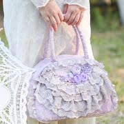 手工公主软妹洛丽塔包lolita包浅紫色，包蕾丝(包蕾丝，)包包超大包包手提包女