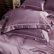 欧式纯棉枕套一对装简约丝绸，100全棉枕芯套加厚单人枕头套48x74cm