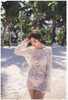 女装蕾丝衫韩版刺绣宽松外搭防晒衫海滩度假性感透视长袖罩衫