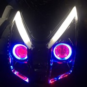 新大洲本田NS110R NS110i大灯总成改装氙气灯 LED天使恶魔眼透镜
