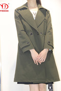 伊锦都国际大衣V81651 收腰女外套时尚军绿、米色、粉色都市风衣