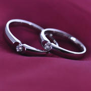 梦克拉铂金钻石戒指情侣对戒钻戒，钻石对戒情侣款结婚对戒铂金对戒