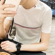 夏季t恤男短袖韩版潮流，青少年简约修身圆领，体恤运动青春小衫半袖
