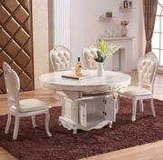 欧式大理石餐桌椅组合可伸缩小户型多功能餐桌实木圆桌椅
