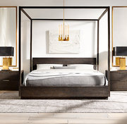 美国rh家具美式乡村，复古实木床现代简约别墅卧室家用双人床架子床