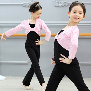 蓝铃铛儿童舞蹈服装女童，长袖秋冬季套装幼儿跳舞练功服少儿分体