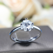 18k白金铂金求婚结婚钻戒戒托定制婚戒钻石戒指，女群镶空托显钻大