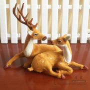 圣诞驯鹿圣诞节装饰品，仿真鹿夫妻鹿，场景布置圣诞树下摆件道具