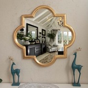 欧式圆形壁挂镜梳妆镜美式化妆镜浴室镜子玄关镜装饰镜卫浴镜防水