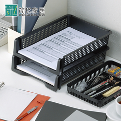 日本进口INOMATA 桌面办公叠加式A4纸文件架文件收纳盒档案收纳篮
