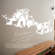 大型树林卧室森林墙贴客厅，沙发背景装饰墙纸，贴画床头贴纸北欧麋鹿