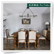 欧式田园纯实木餐桌家具 简约餐桌饭桌子 长桌 客厅橡木餐厅桌子