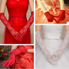 新娘婚纱手套蕾丝红色，白色结婚手套婚庆婚礼，手套短款长款缎面手套